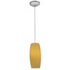 Foto para 100w Cognac Glass Pendant E-26 A-19 Incandescent Dry Location Brushed Steel Amber Glass 10.25"Ø4.75" (CAN 1.25"Ø5.25")