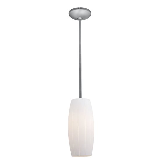 Picture of 100w Cognac Glass Pendant E-26 A-19 Incandescent Dry Location Brushed Steel White Glass 10.25"Ø4.75" (CAN 1.25"Ø5.25")