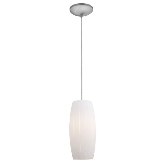 Picture of 100w Cognac Glass Pendant E-26 A-19 Incandescent Dry Location Brushed Steel White Glass 10.25"Ø4.75" (CAN 1.25"Ø5.25")