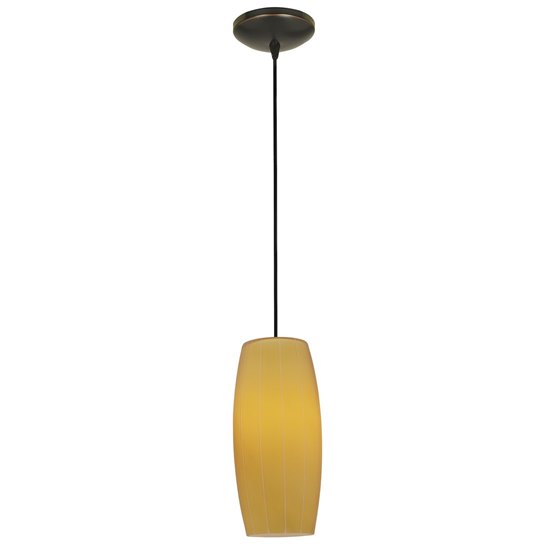 Foto para 100w Cognac Glass Pendant E-26 A-19 Incandescent Dry Location Oil Rubbed Bronze Amber Glass 10.25"Ø4.75" (CAN 1.25"Ø5.25")