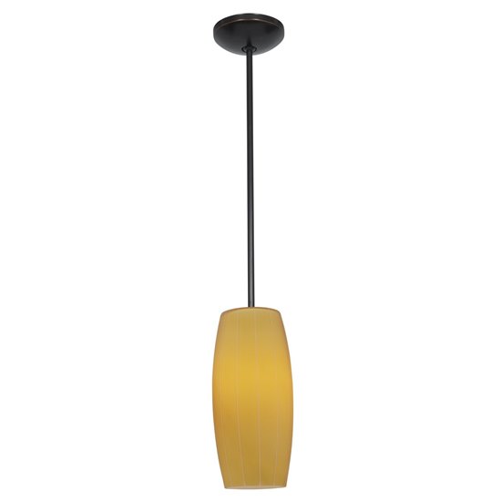 Picture of 100w Cognac Glass Pendant E-26 A-19 Incandescent Dry Location Oil Rubbed Bronze Amber Glass 10.25"Ø4.75" (CAN 1.25"Ø5.25")