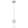 Picture of 100w Cylinder Glass Pendant E-26 A-19 Incandescent Dry Location Brushed Steel Opal Glass 10"Ø4" (CAN 1.25"Ø5.25")