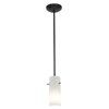 Picture of 100w Cylinder Glass Pendant E-26 A-19 Incandescent Dry Location Oil Rubbed Bronze Opal Glass 10"Ø4" (CAN 1.25"Ø5.25")