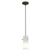 Picture of 100w Cylinder Glass Pendant E-26 A-19 Incandescent Dry Location Oil Rubbed Bronze Opal Glass 10"Ø4" (CAN 1.25"Ø5.25")