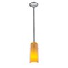 Picture of 100w Glass`n Glass  Cylinder Pendant E-26 A-19 Incandescent Dry Location Brushed Steel Clear Amber Glass 10"Ø4.5" (CAN 1.25"Ø5.25")