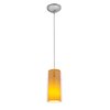 Foto para 100w Glass`n Glass  Cylinder Pendant E-26 A-19 Incandescent Dry Location Brushed Steel Clear Amber Glass 10"Ø4.5" (CAN 1.25"Ø5.25")