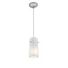 Foto para 100w Glass`n Glass  Cylinder Pendant E-26 A-19 Incandescent Dry Location Brushed Steel Clear Opal Glass 10"Ø4.5" (CAN 1.25"Ø5.25")