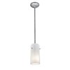 Foto para 100w Glass`n Glass  Cylinder Pendant E-26 A-19 Incandescent Dry Location Brushed Steel Clear Opal Glass 10"Ø4.5" (CAN 1.25"Ø5.25")