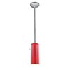 Picture of 100w Glass`n Glass  Cylinder Pendant E-26 A-19 Incandescent Dry Location Brushed Steel Clear Red Glass 10"Ø4.5" (CAN 1.25"Ø5.25")