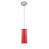 Picture of 100w Glass`n Glass  Cylinder Pendant E-26 A-19 Incandescent Dry Location Brushed Steel Clear Red Glass 10"Ø4.5" (CAN 1.25"Ø5.25")