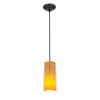 Picture of 100w Glass`n Glass  Cylinder Pendant E-26 A-19 Incandescent Dry Location Oil Rubbed Bronze Clear Amber Glass 10"Ø4.5" (CAN 1.25"Ø5.25")