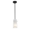 Foto para 100w Glass`n Glass  Cylinder Pendant E-26 A-19 Incandescent Dry Location Oil Rubbed Bronze Clear Opal Glass 10"Ø4.5" (CAN 1.25"Ø5.25")