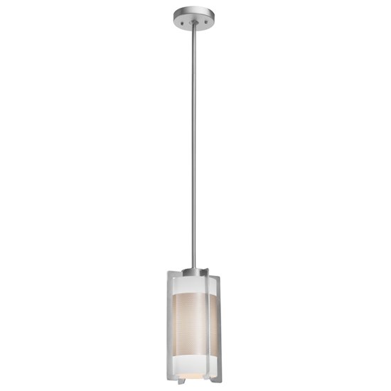 Picture of 100w Iron E-26 A-19 Incandescent Dry Location Brushed Steel Opal Pendant (CAN 1"Ø4.6")