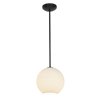 Foto para 100w L Japanese Lantern Glass Pendant E-26 A-19 Incandescent Dry Location Oil Rubbed Bronze White Lined Glass 12"Ø12" (CAN 1.25"Ø5.25")