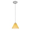 Picture of 100w Martini Glass Pendant E-26 A-19 Incandescent Dry Location Brushed Steel Amber Glass 6"Ø7" (CAN 1.25"Ø5.25")