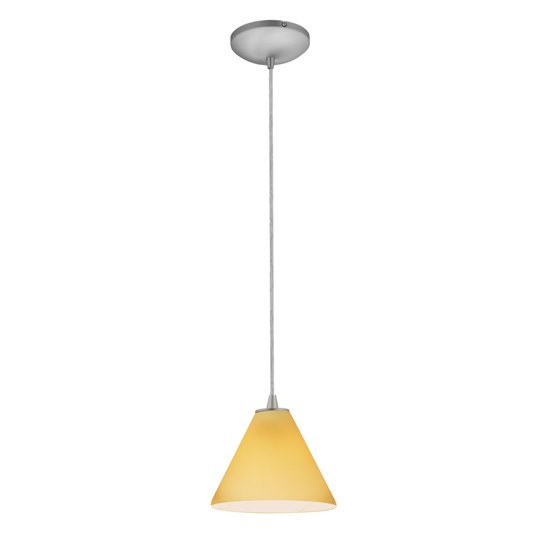 Picture of 100w Martini Glass Pendant E-26 A-19 Incandescent Dry Location Brushed Steel Amber Glass 6"Ø7" (CAN 1.25"Ø5.25")