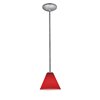 Picture of 100w Martini Glass Pendant E-26 A-19 Incandescent Dry Location Brushed Steel Red Glass 6"Ø7" (CAN 1.25"Ø5.25")