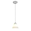 Foto para 100w Martini Glass Pendant E-26 A-19 Incandescent Dry Location Brushed Steel White Glass 6"Ø7" (CAN 1.25"Ø5.25")