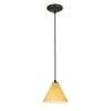 Picture of 100w Martini Glass Pendant E-26 A-19 Incandescent Dry Location Oil Rubbed Bronze Amber Glass 6"Ø7" (CAN 1.25"Ø5.25")