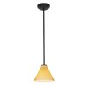 Foto para 100w Martini Glass Pendant E-26 A-19 Incandescent Dry Location Oil Rubbed Bronze Amber Glass 6"Ø7" (CAN 1.25"Ø5.25")