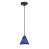 Picture of 100w Martini Glass Pendant E-26 A-19 Incandescent Dry Location Oil Rubbed Bronze Cobalt Glass 6"Ø7" (CAN 1.25"Ø5.25")