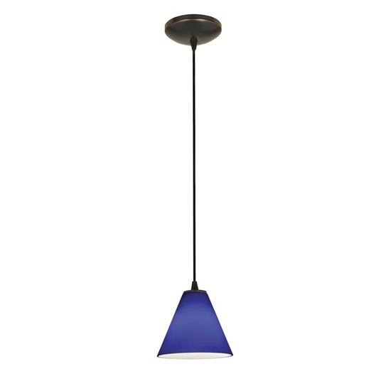 Picture of 100w Martini Glass Pendant E-26 A-19 Incandescent Dry Location Oil Rubbed Bronze Cobalt Glass 6"Ø7" (CAN 1.25"Ø5.25")