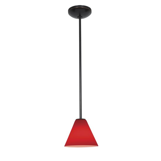 Foto para 100w Martini Glass Pendant E-26 A-19 Incandescent Dry Location Oil Rubbed Bronze Red Glass 6"Ø7" (CAN 1.25"Ø5.25")