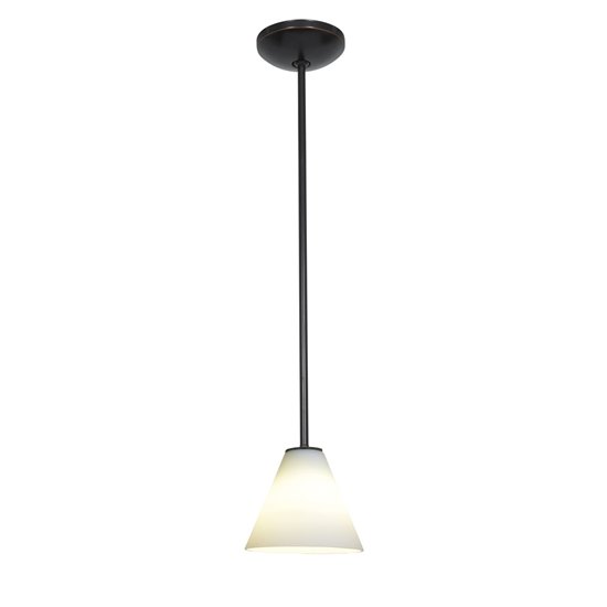 Foto para 100w Martini Glass Pendant E-26 A-19 Incandescent Dry Location Oil Rubbed Bronze White Glass 6"Ø7" (CAN 1.25"Ø5.25")