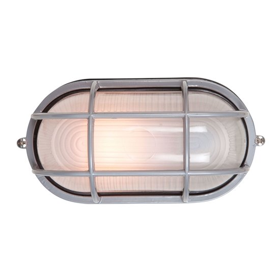 Picture of 100w Nauticus E-26 A-19 Incandescent Satin Frosted Wet Location Bulkhead 11"x6.5" (CAN 10.6"x6.5"x1")