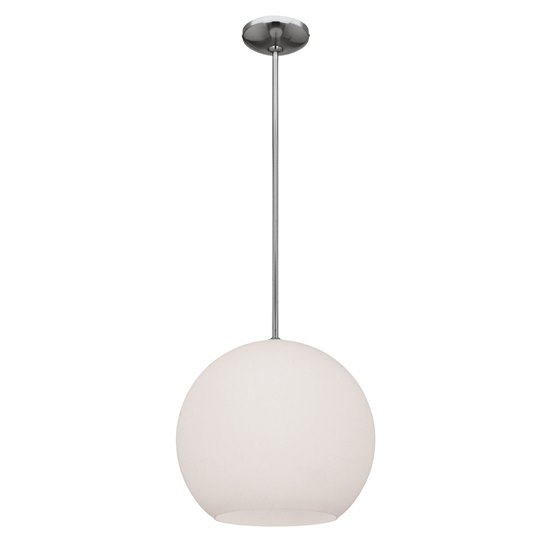 Picture of 100w Nitrogen E-26 A-19 Incandescent Dry Location Brushed Steel Opal Ball Pendant 12" (CAN 1.25"Ø5.25")