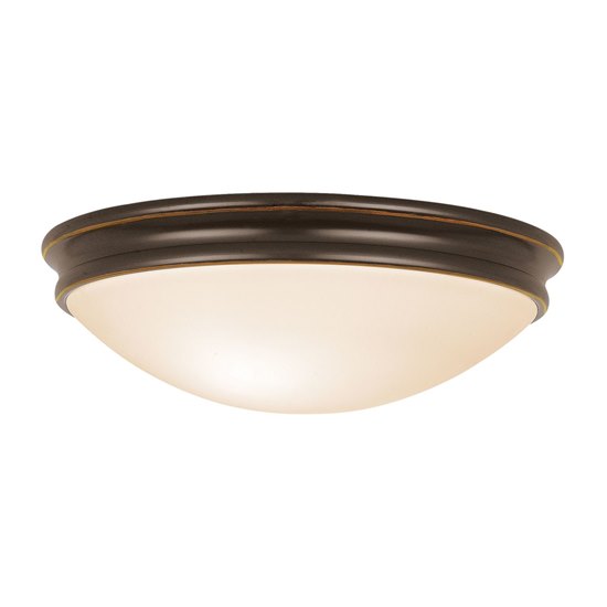 Picture of 120w (2 x 60) Atom E-26 A-19 Incandescent Damp Location Oil Rubbed Bronze Opal Flush-Mount (CAN 1.6"Ø12.5")