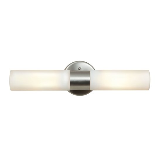 Foto para 120w (2 x 60) Eos E-26 A-19 Incandescent Aluminum Opal Wet Location 2 Light Wall Fixture (CAN 0.5"Ø5")