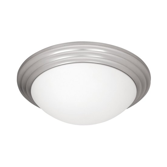 Foto para 120w (2 x 60) Strata E-26 A-19 Incandescent Damp Location Brushed Steel Opal Flush-Mount