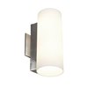 Picture of 120w (2 x 60) Tabo E-12 B-10 Incandescent Damp Location Brushed Steel Opal Wall & Vanity 4.9"x11.8"