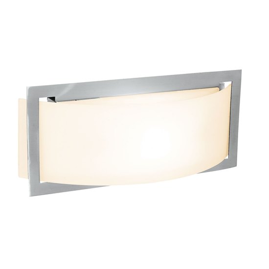 Foto para 13w Argon GU-24 Spiral Fluorescent Damp Location Brushed Steel Opal Wall Fixture (CAN 9.88"x4.25"x1")