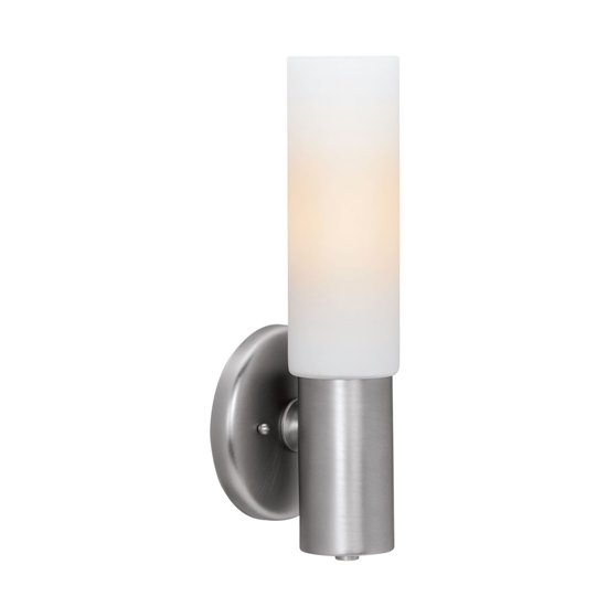 Foto para 13w Cobalt GU-24 Spiral Fluorescent Damp Location Brushed Steel Opal Wall Fixture (CAN 0.75"Ø5")