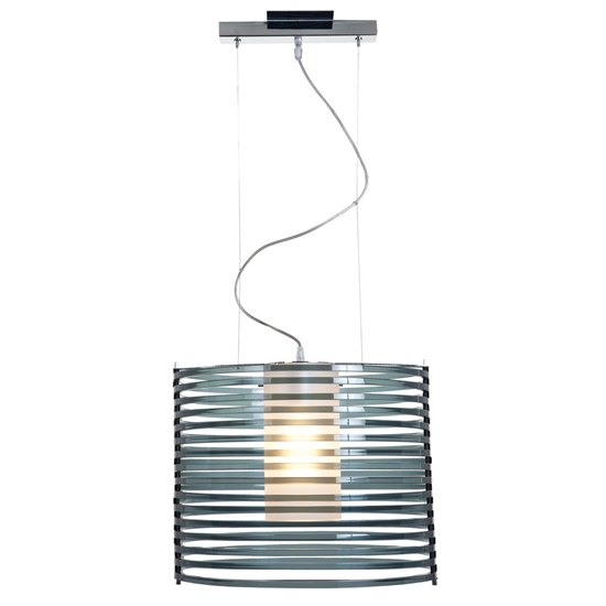 Picture of 150w Enzo E-26 A-19 Incandescent Dry Location Chrome Smoked Acrylic Acrylic Rib Pendant