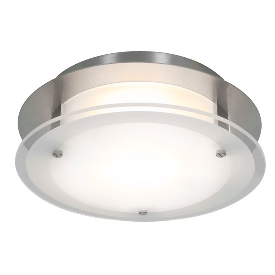 Picture of 150w VisionRound R7s J-78 Halogen Damp Location Brushed Steel Frosted Flush-Mount (CAN 1.25"Ø8.1")