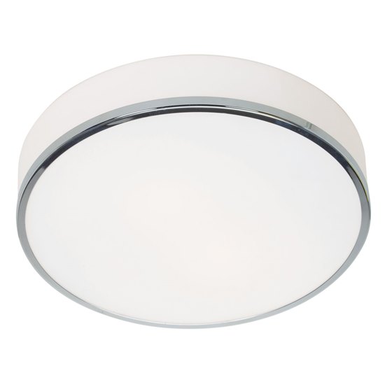 Foto para 180w (3 x 60) Aero E-26 A-19 Incandescent Damp Location Chrome Opal Flush-Mount (CAN Ø11")