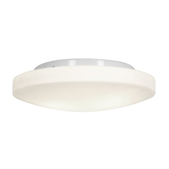 Foto para 180w (3 x 60) Orion E-26 A-19 Incandescent Damp Location White Opal Flush-Mount 4"Ø13.25" (CAN 1"Ø10")