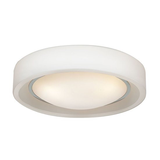 Picture of 180w (3 x 60) Splash E-26 A-19 Incandescent Damp Location Chrome Opal Glass Flushmount 4"Ø16" (CAN 1"Ø11")