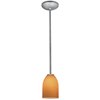 Foto para 18w Bordeaux Glass Pendant GU-24 Spiral Fluorescent Dry Location Brushed Steel Amber Glass 7.5"Ø5.25" (CAN 1.25"Ø5.25")