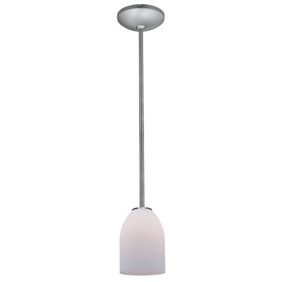 Foto para 18w Bordeaux Glass Pendant GU-24 Spiral Fluorescent Dry Location Brushed Steel Opal Glass 7.5"Ø5.25" (CAN 1.25"Ø5.25")