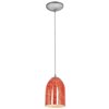 Foto para 18w Bordeaux Glass Pendant GU-24 Spiral Fluorescent Dry Location Brushed Steel Wicker Red Glass 7.5"Ø5.25" (CAN 1.25"Ø5.25")