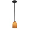 Foto para 18w Bordeaux Glass Pendant GU-24 Spiral Fluorescent Dry Location Oil Rubbed Bronze Amber Glass 7.5"Ø5.25" (CAN 1.25"Ø5.25")