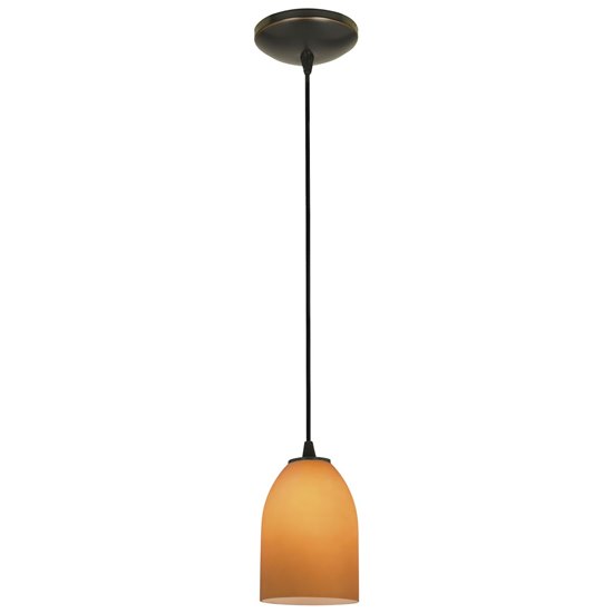 Foto para 18w Bordeaux Glass Pendant GU-24 Spiral Fluorescent Dry Location Oil Rubbed Bronze Amber Glass 7.5"Ø5.25" (CAN 1.25"Ø5.25")