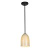 Foto para 18w Bordeaux Glass Pendant GU-24 Spiral Fluorescent Dry Location Oil Rubbed Bronze Wicker Amber Glass 7.5"Ø5.25" (CAN 1.25"Ø5.25")