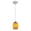 Foto para 18w Brandy FireBird Glass Pendant GU-24 Spiral Fluorescent Dry Location Brushed Steel Amber Firebird Glass 9"Ø6" (CAN 1.25"Ø5.25")