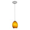 Foto para 18w Brandy FireBird Glass Pendant GU-24 Spiral Fluorescent Dry Location Brushed Steel Amber Sky Glass 9"Ø6" (CAN 1.25"Ø5.25")