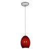 Foto para 18w Brandy FireBird Glass Pendant GU-24 Spiral Fluorescent Dry Location Brushed Steel Red Sky Glass 9"Ø6" (CAN 1.25"Ø5.25")